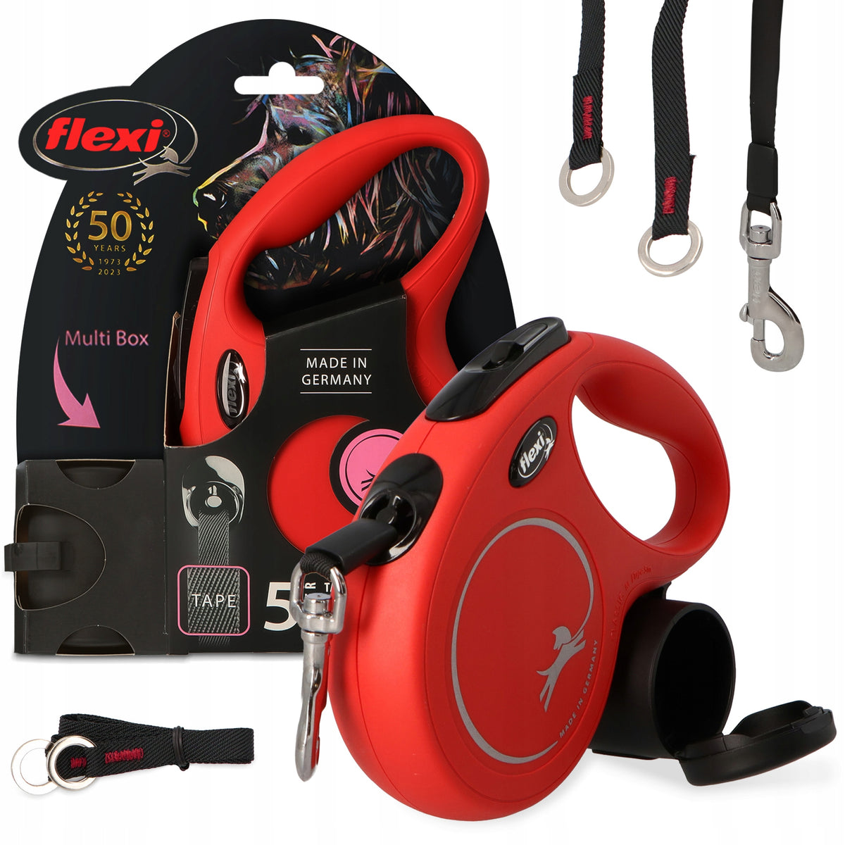 DOG LANYARD AUTOMATIC Lock 25kg 5m Tape CONTAINER BAGS Dog Breath 3O