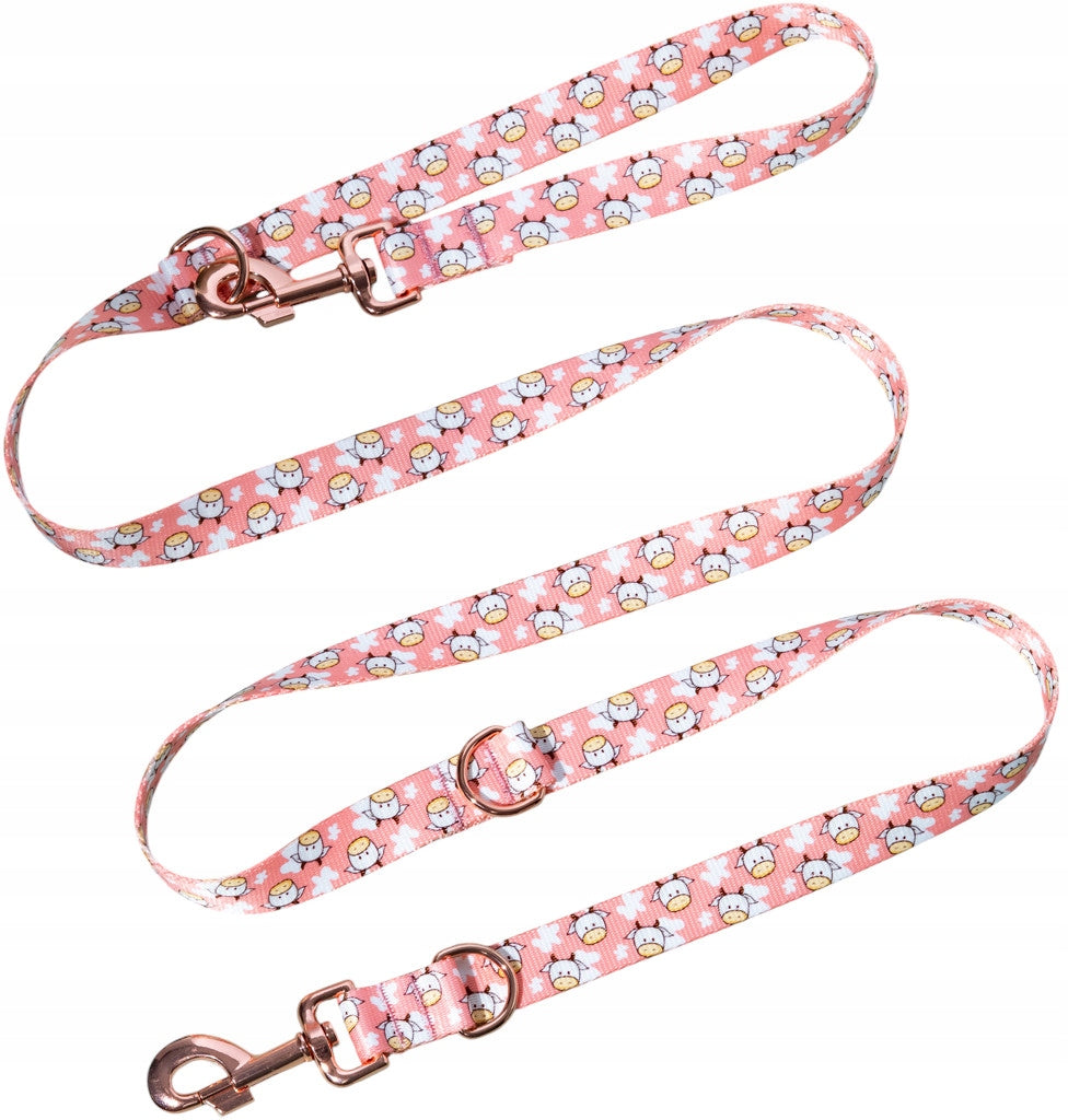 DOG LANYARD PINK FUDGE COW 200cm 2m tape width 2cm