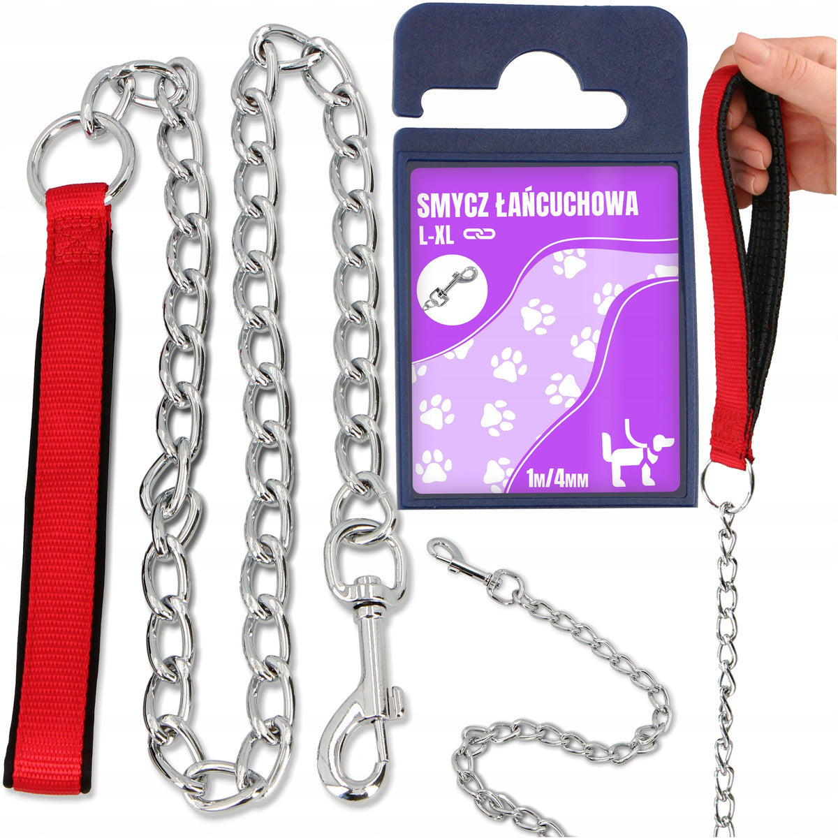 DOG LEASH 1 m CHAIN 4 mm Puppy Large Dog Chain Strong Metal 0K