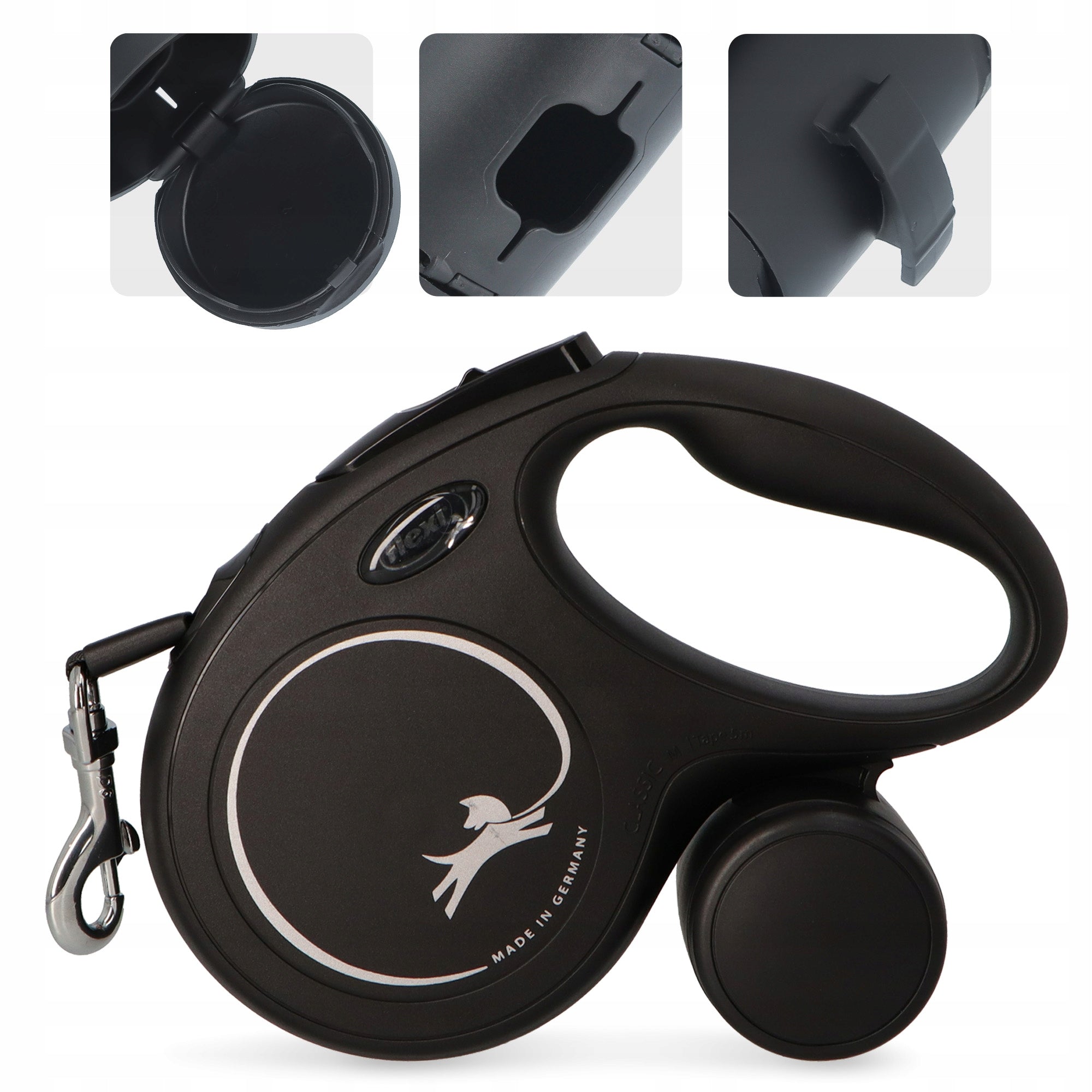 DOG LEASH AUTOMATIC 5m Tape CONTAINER BAGS for Dog Feces MULTI 3O Brand Flexi