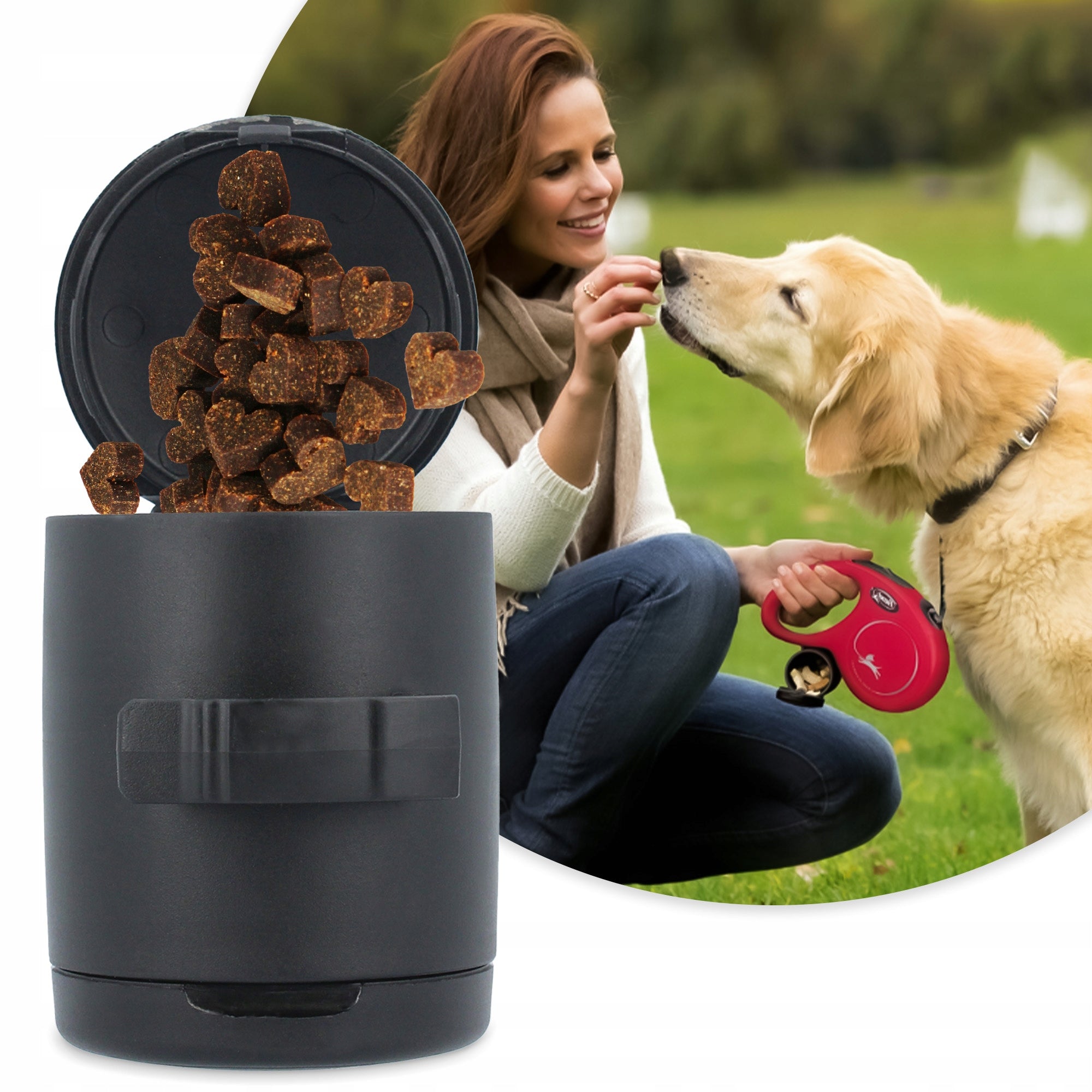 DOG LEASH AUTOMATIC 5m Tape CONTAINER BAGS for Dog Feces MULTI 3O Material tape