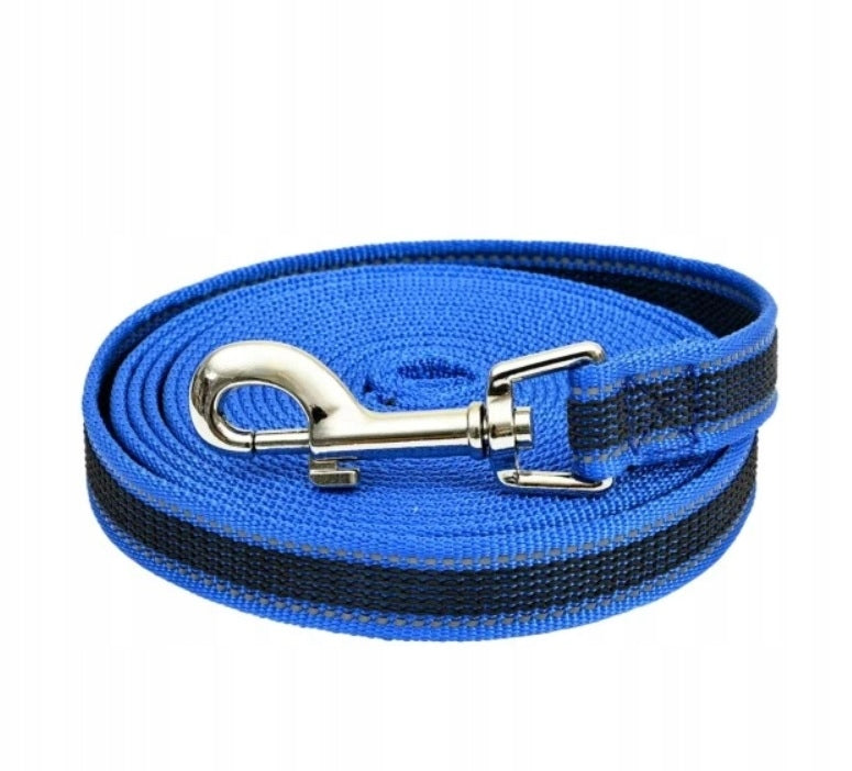 DOG LEASH BLUE BLACK WITH REFLECTORS 5M