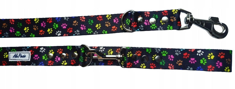 DOG LEASH COLORFUL PAWS 2M RIVETED THICK LARGE CARABINER Brand AlePiesio