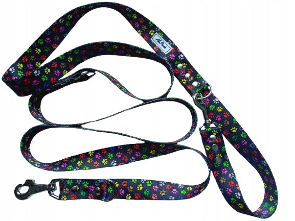 DOG LEASH COLORFUL PAWS 2M RIVETED THICK LARGE CARABINER