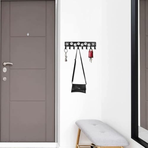 DOG LEASH HOLDER METAL BLACK 8 HOOKS FOR OWNER GIFT Manufacturer code Bez marki