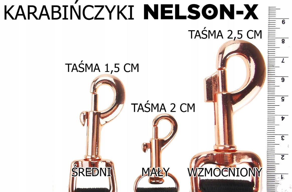 DOG LEASH NELSON-X BASIC GOLD 2 M CARAB. MEDIUM GOLD FITTINGS Manufacturer code SMYCZ-BASIC-GOLD-2M-SREDNI