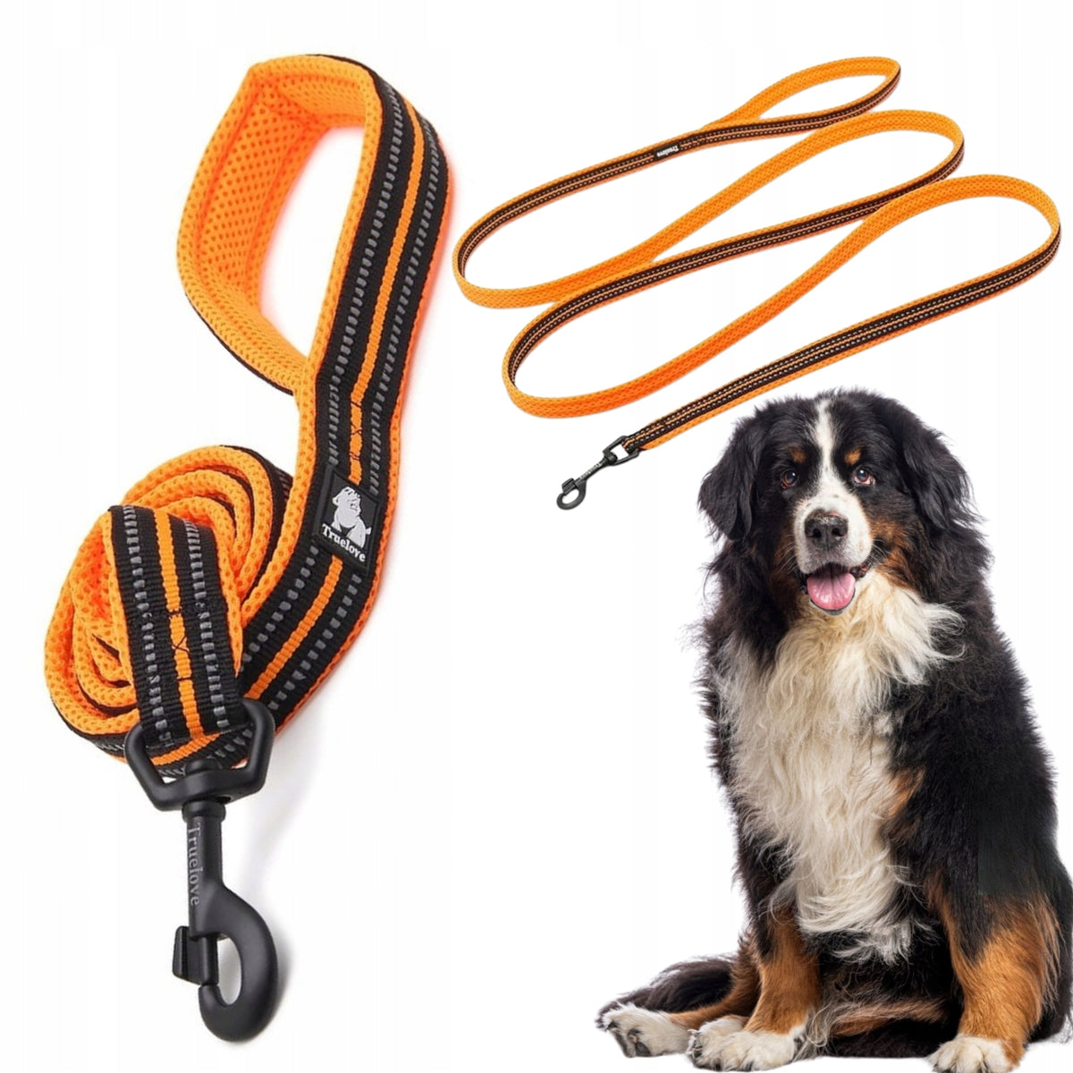 DOG LEASH REFLECTIVE STRONG TRUELOVE ACTIVE ORANGE 200CM SIZE L