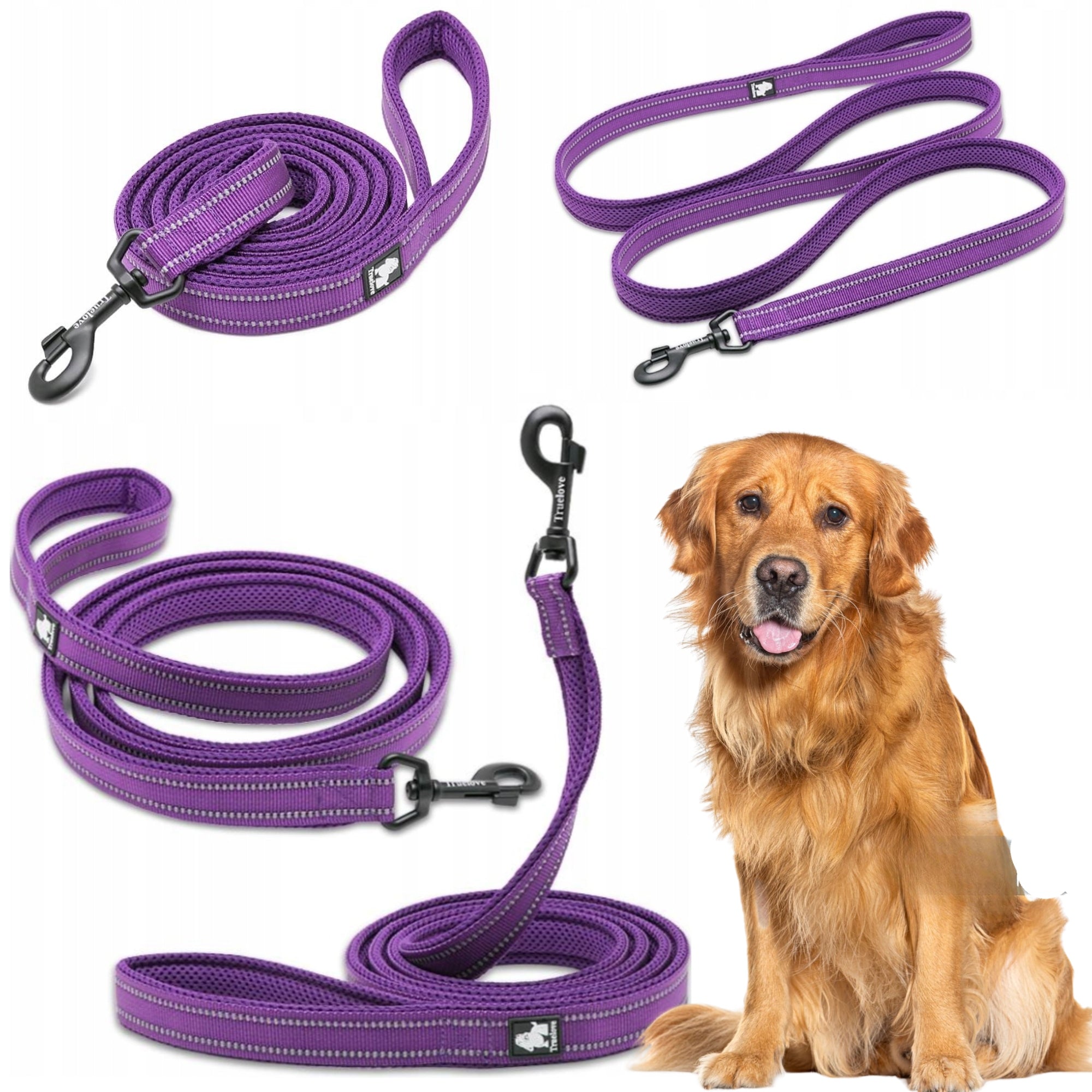 DOG LEASH REFLECTIVE STRONG TRUELOVE ACTIVE PURPLE 200CM SIZE L