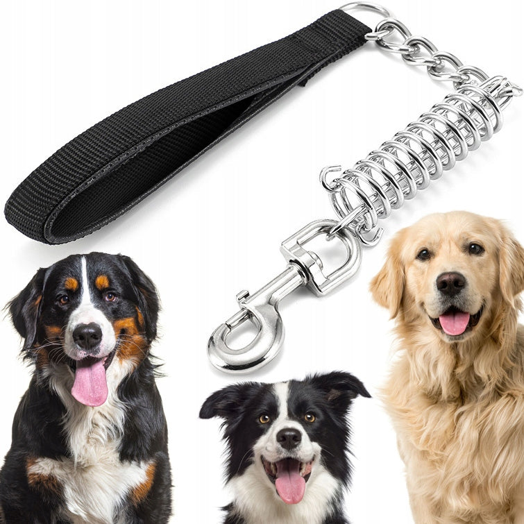 DOG LEASH SHORT WITH SHOCK ABSORBER TRAINING CHAIN AMSTAFF PIT BULL