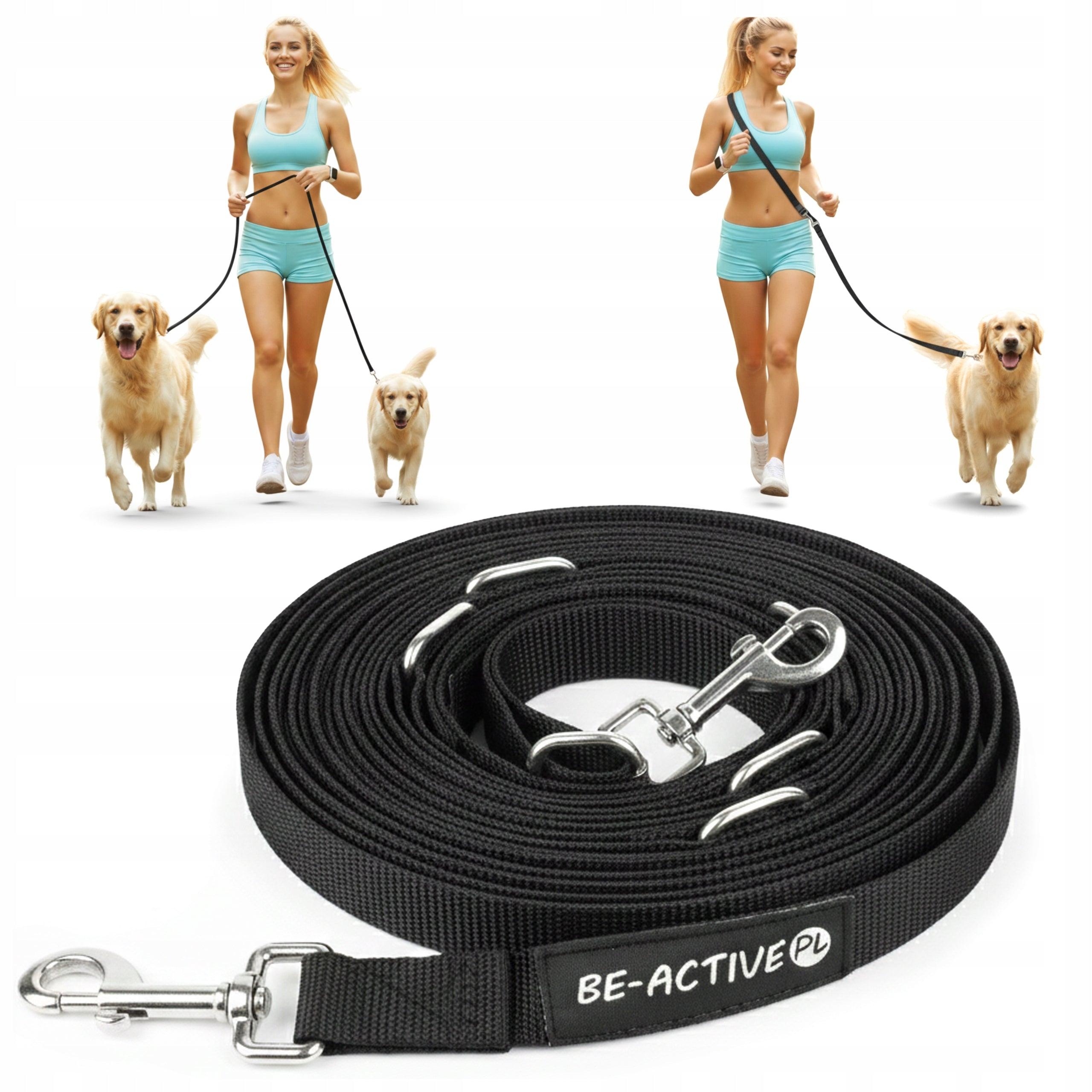 DOG LEASH STRONG TAPE 5M TRAINING CLIP-ON LONG ADJUSTABLE TRAINING