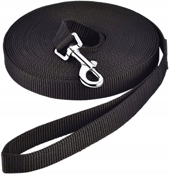 DOG LEASH TRADITIONAL TRAINING STRONG BLACK LONG TAPE 5m