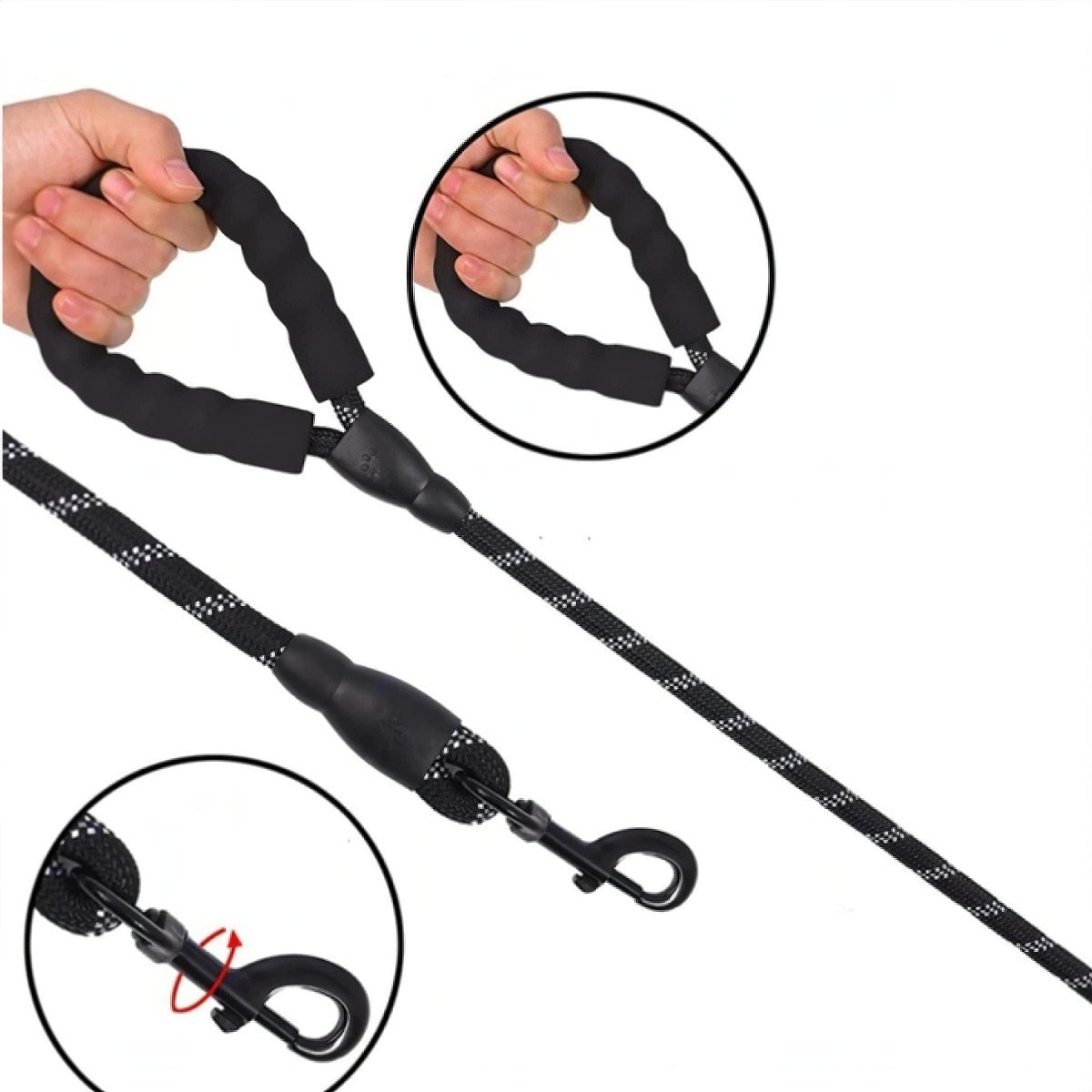 DOG LEASH TRAINING REFLECTIVE ELASTIC THICK STRONG WITH A TILT OF 150CM Packaging status original