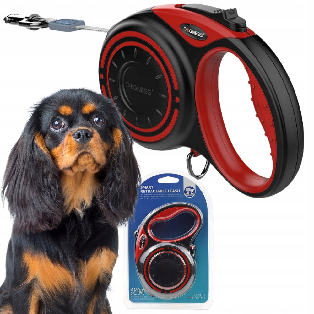 DOG LEASH automatic RETRACTABLE TAPE lock 4 m to 20 kg DOGNESS M