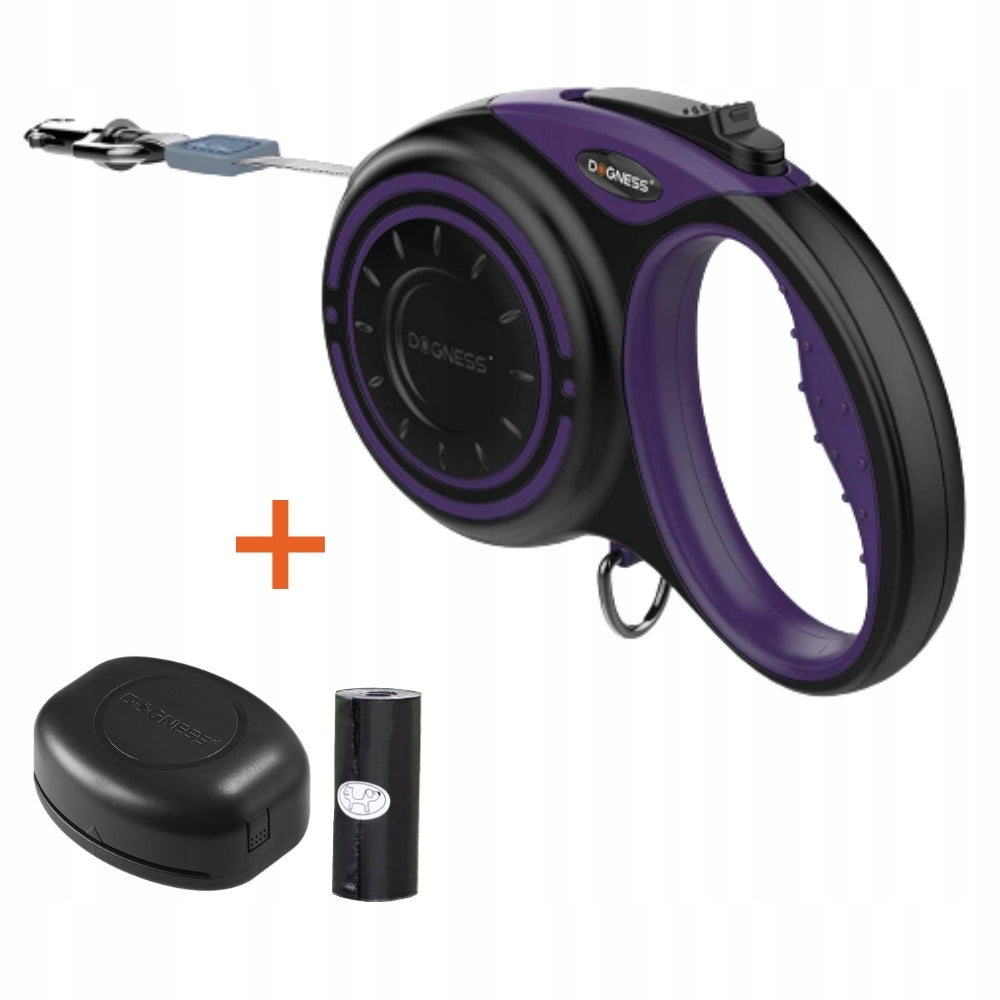 DOG LEASH automatic ROLLING TAPE DOGNESS 4m to 20 kg M + container Packaging status original
