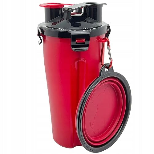 DOG MUG FOR FOOD WATER 2 CHAMBERS 800 ML HIKING metal silicone