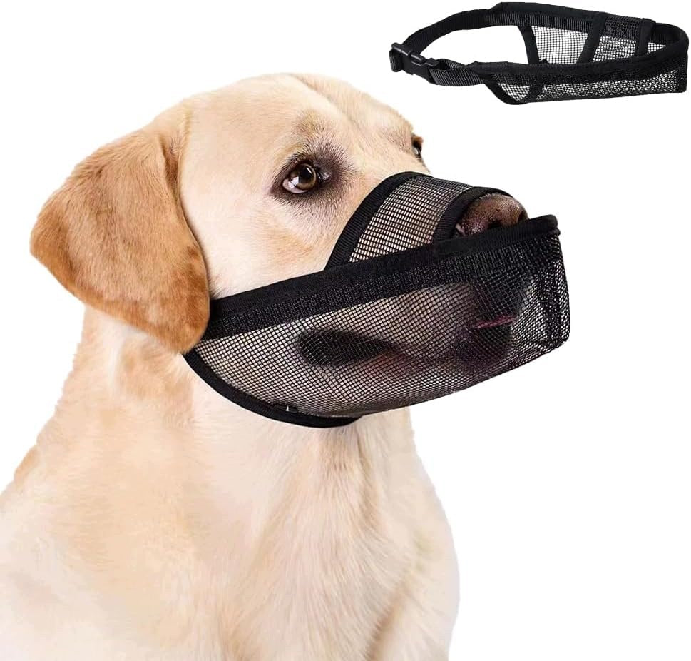 DOG MUZZLE ADJUSTABLE BREATHABLE MESH SIZE S