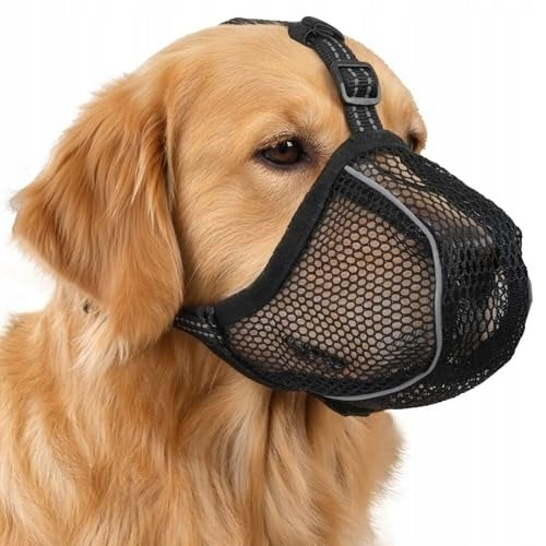 DOG MUZZLE ADJUSTABLE BREATHABLE REFLECTIVE BLACK S XL Packaging status original