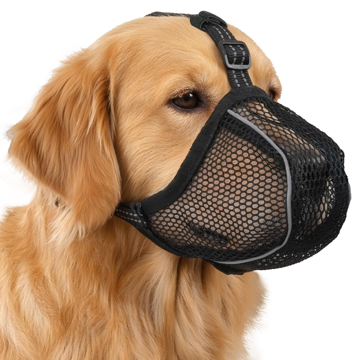 DOG MUZZLE ADJUSTABLE BREATHABLE REFLECTIVE BLACK S XL