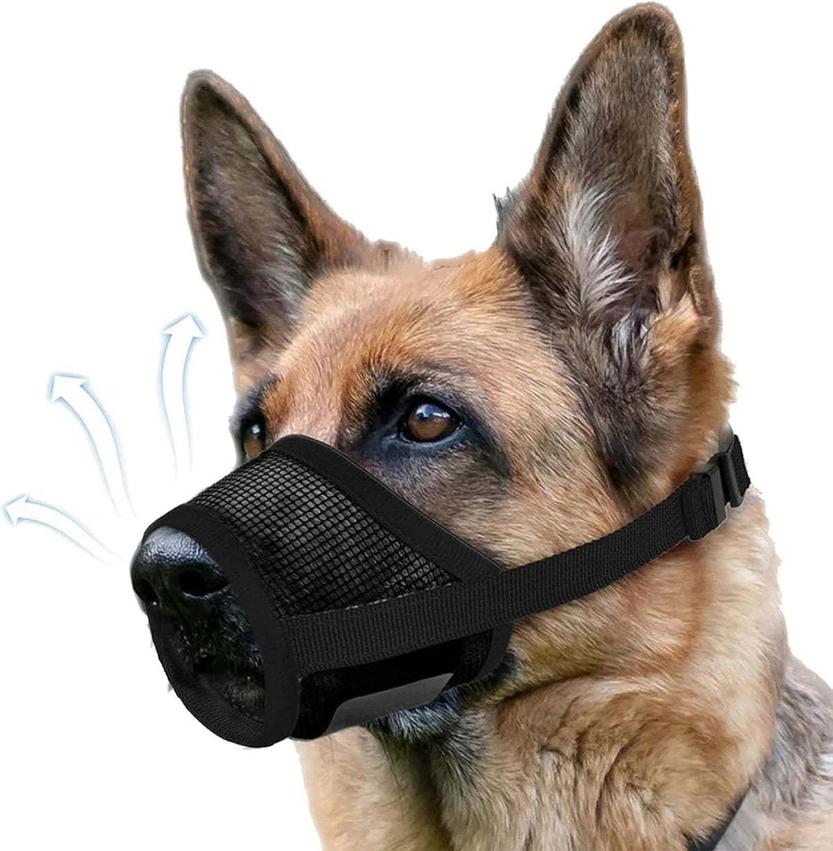DOG MUZZLE BREATHABLE ADJUSTABLE XL BLACK MESH