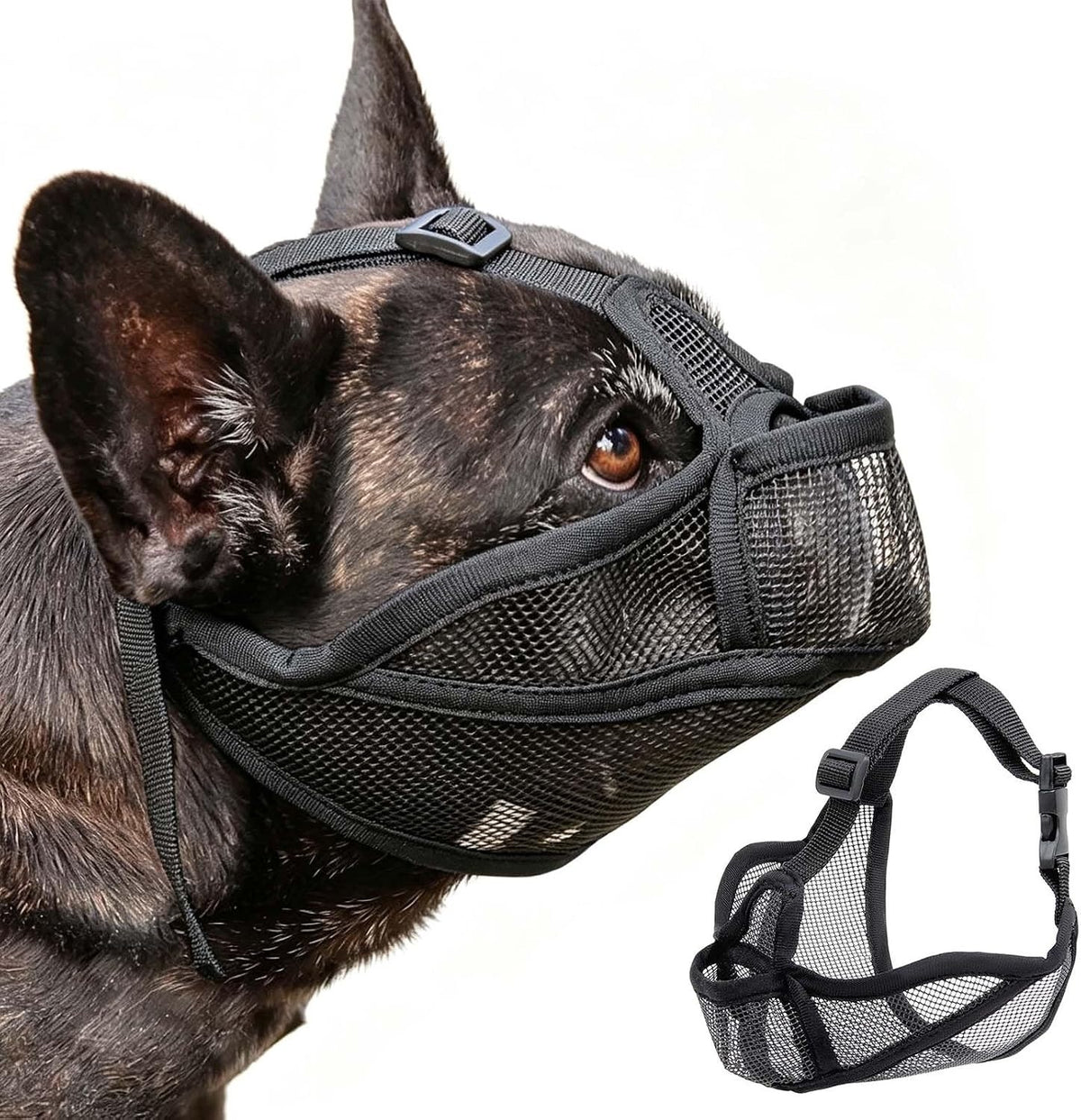 DOG MUZZLE BREATHABLE MESH ADJUSTABLE ALL BREEDS