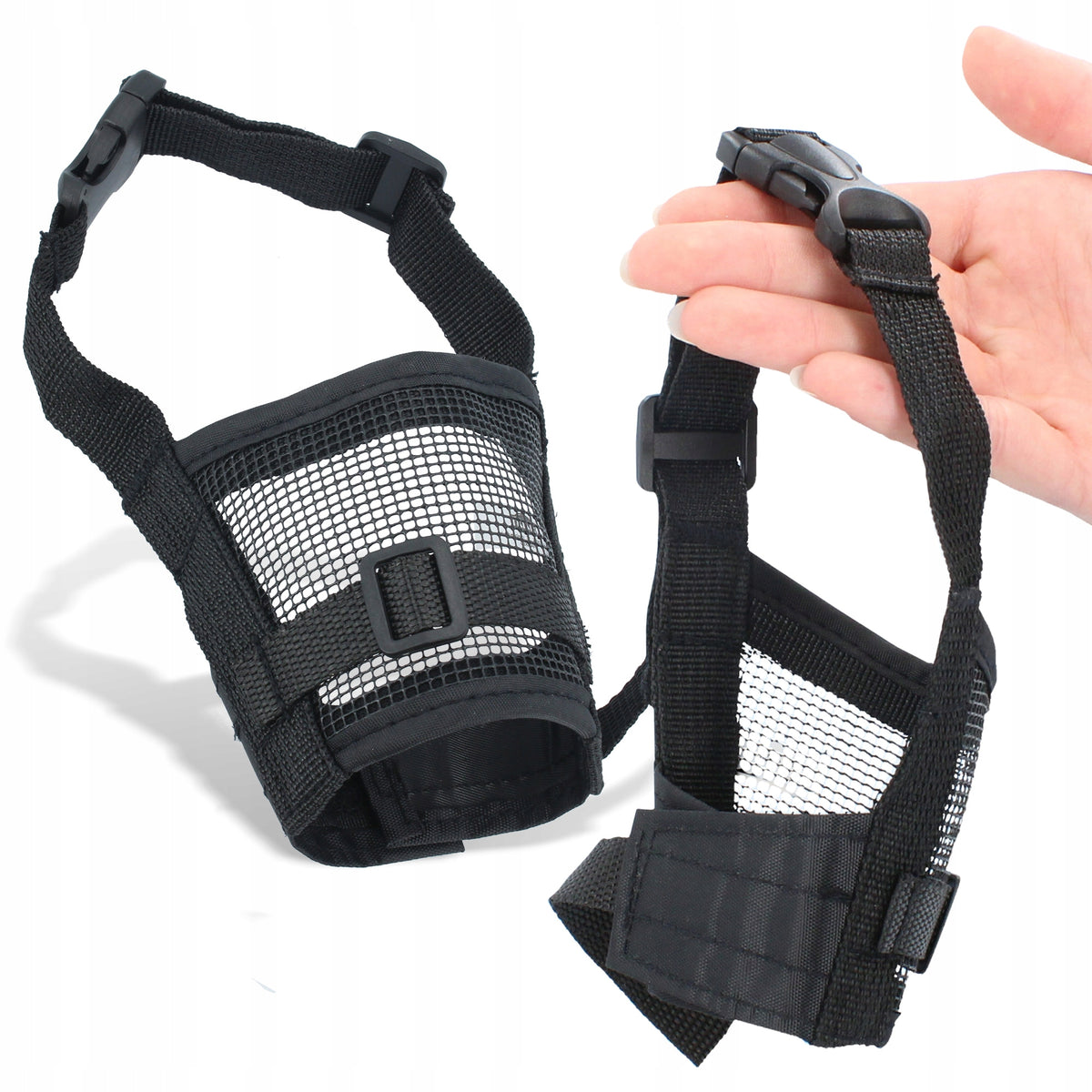 DOG MUZZLE MATERIAL 14-20 cm WITH MESH ADJUSTABLE LIGHTWEIGHT STRONG S-M Manufacturer code DZ010107002-V02