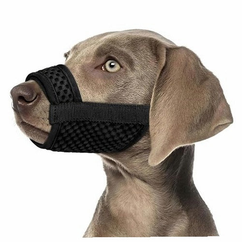 DOG MUZZLE MESH ADJUSTABLE BLACK MEDIUM FABRIC DOGS