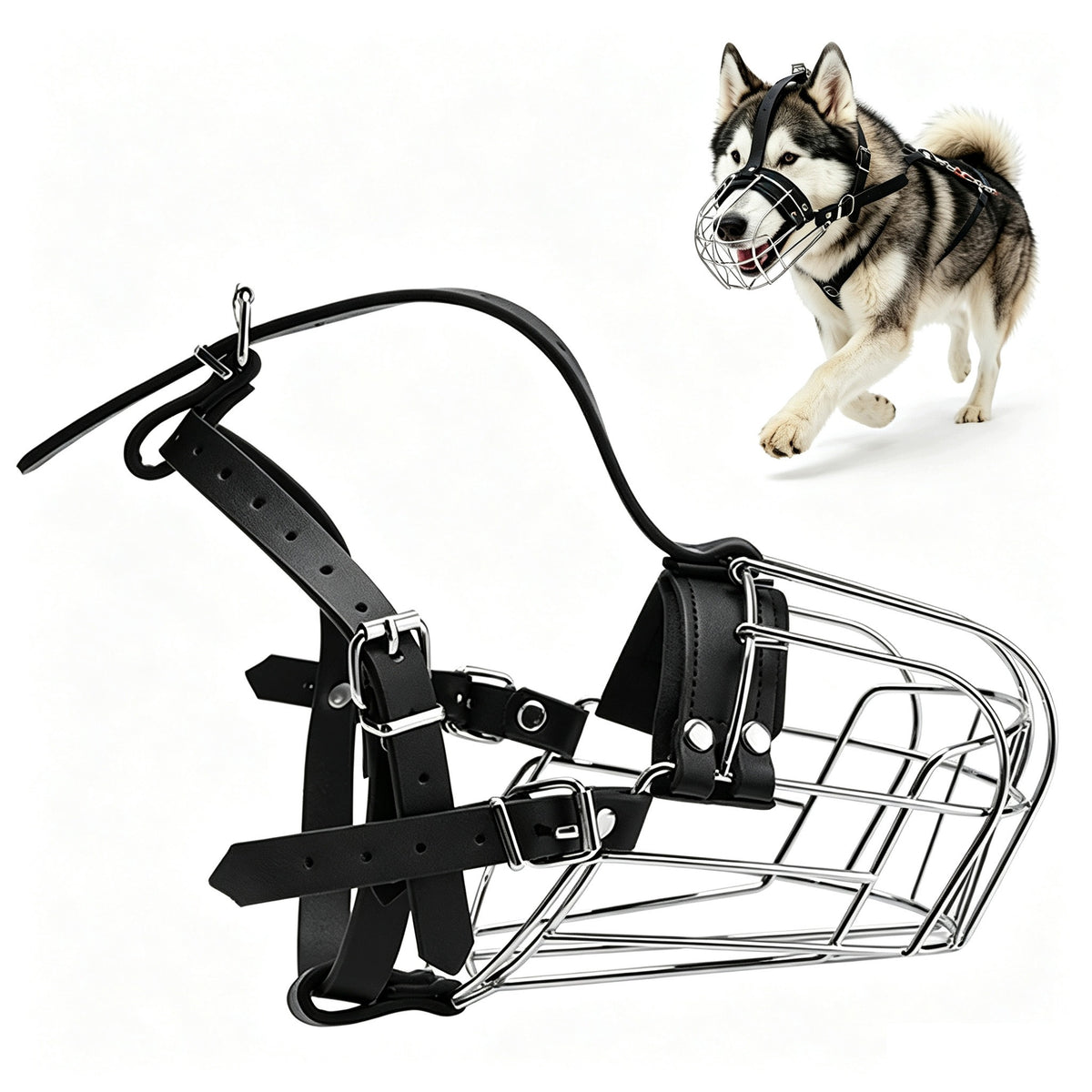DOG MUZZLE METAL PHYSIOLOGICAL ADJUSTABLE LIGHTWEIGHT COMFORT IL 28-31cm
