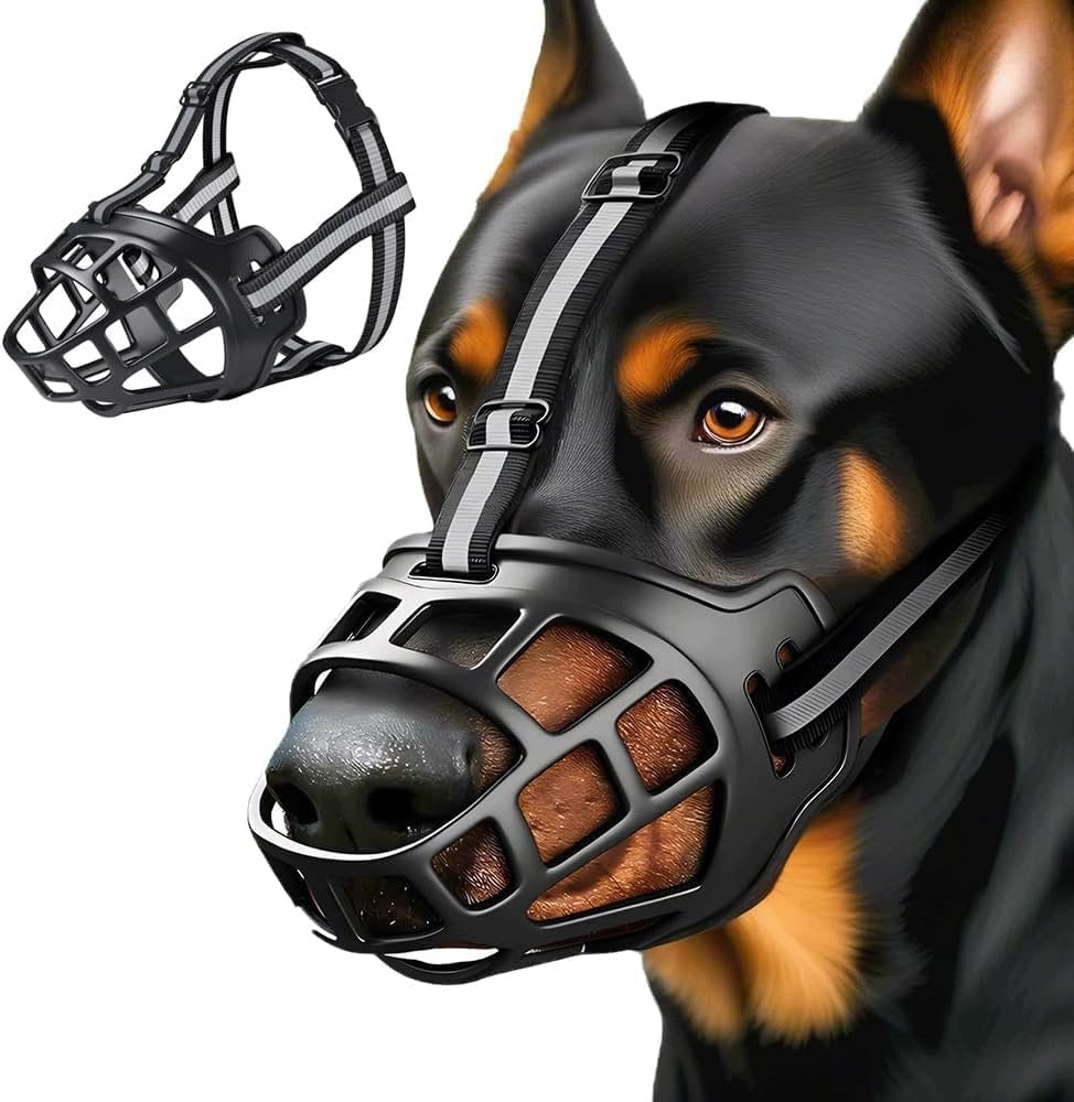 DOG MUZZLE SOFT RUBBER BREATHABLE ADJUSTABLE SIZE