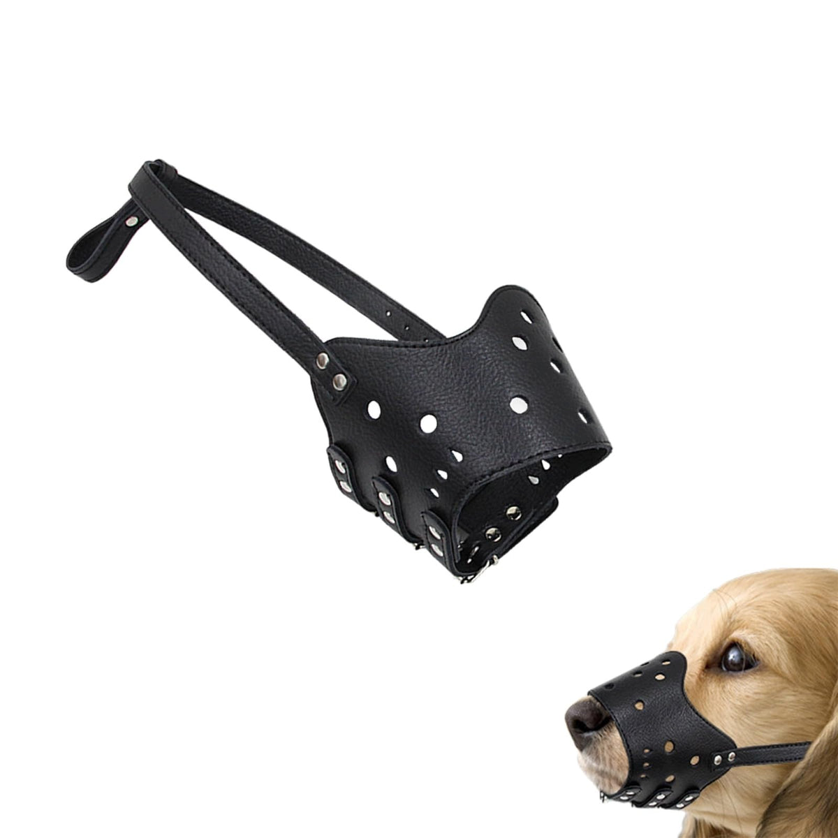 DOG MUZZLE XL BLACK POLYURETHANE WITH BREATHABLE HOLES ADJUSTABLE
