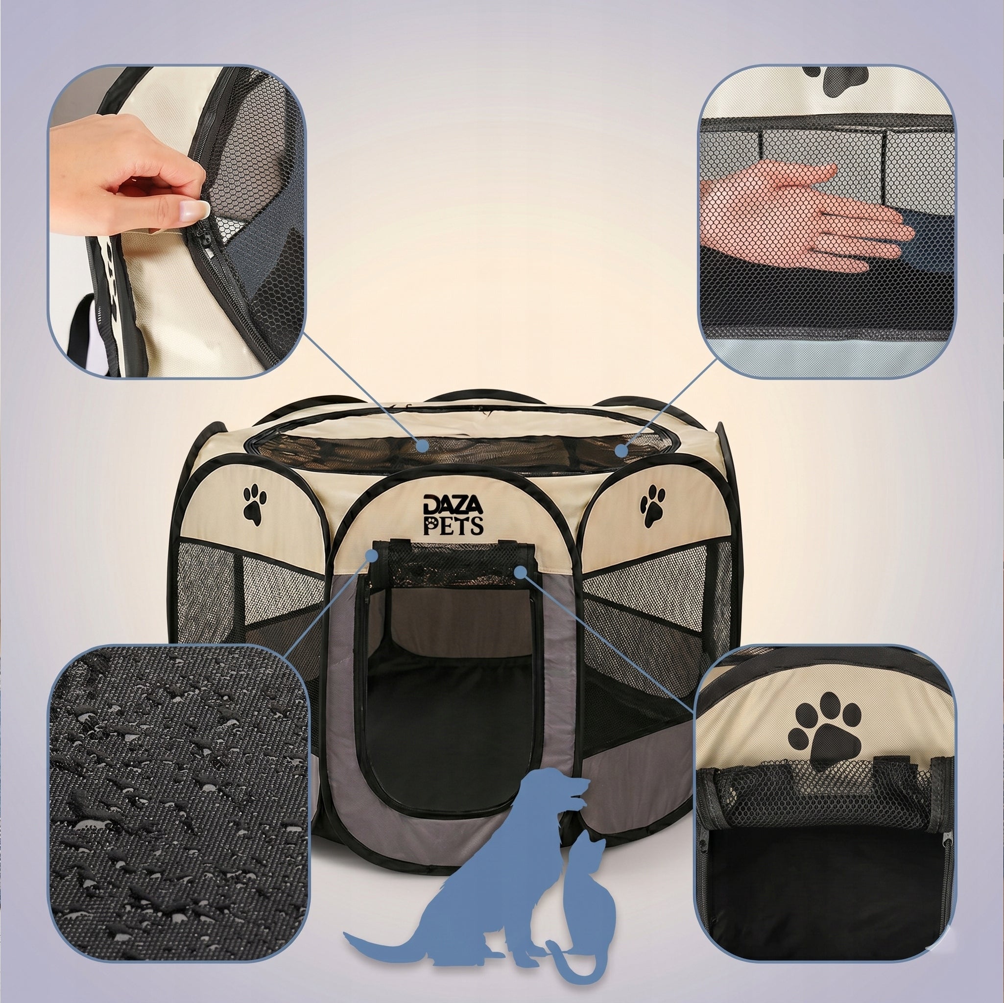 DOG PET PLAYPEN FOR HOME FOLDABLE PORTABLE WATERPROOF 114x114 XXL Kind playpen