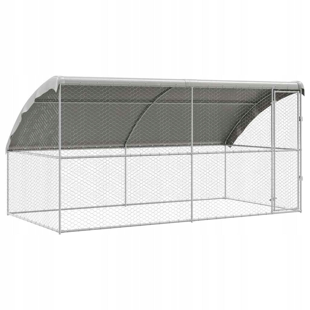 DOG PLAYPEN ENCLOSURE GALVANIZED STEEL LARGE SOLID4X2X2 M STEEL