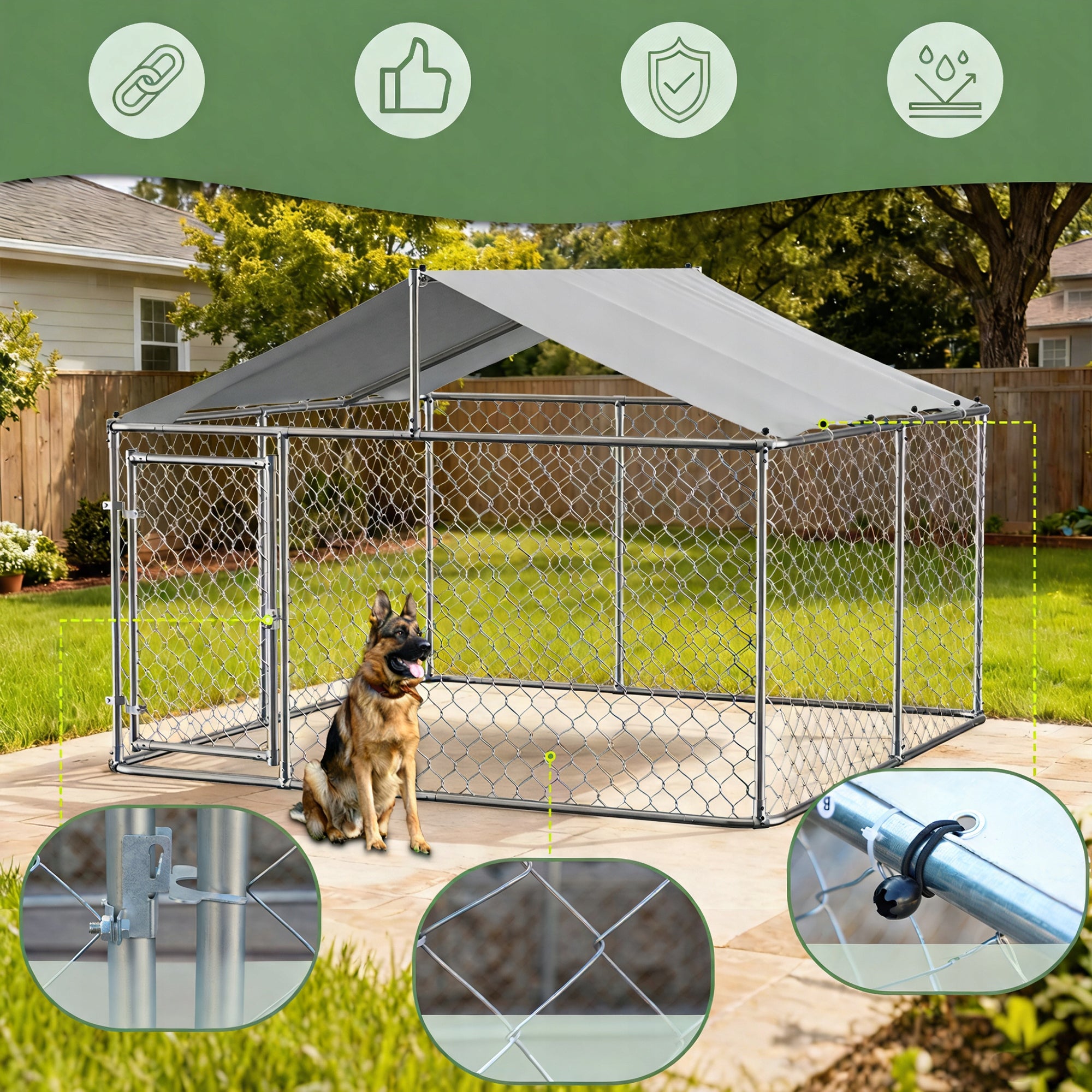 DOG PLAYPEN SPACIOUS WITH GALVANIZED STEEL ROOF AND SAFE GATE Kind cage