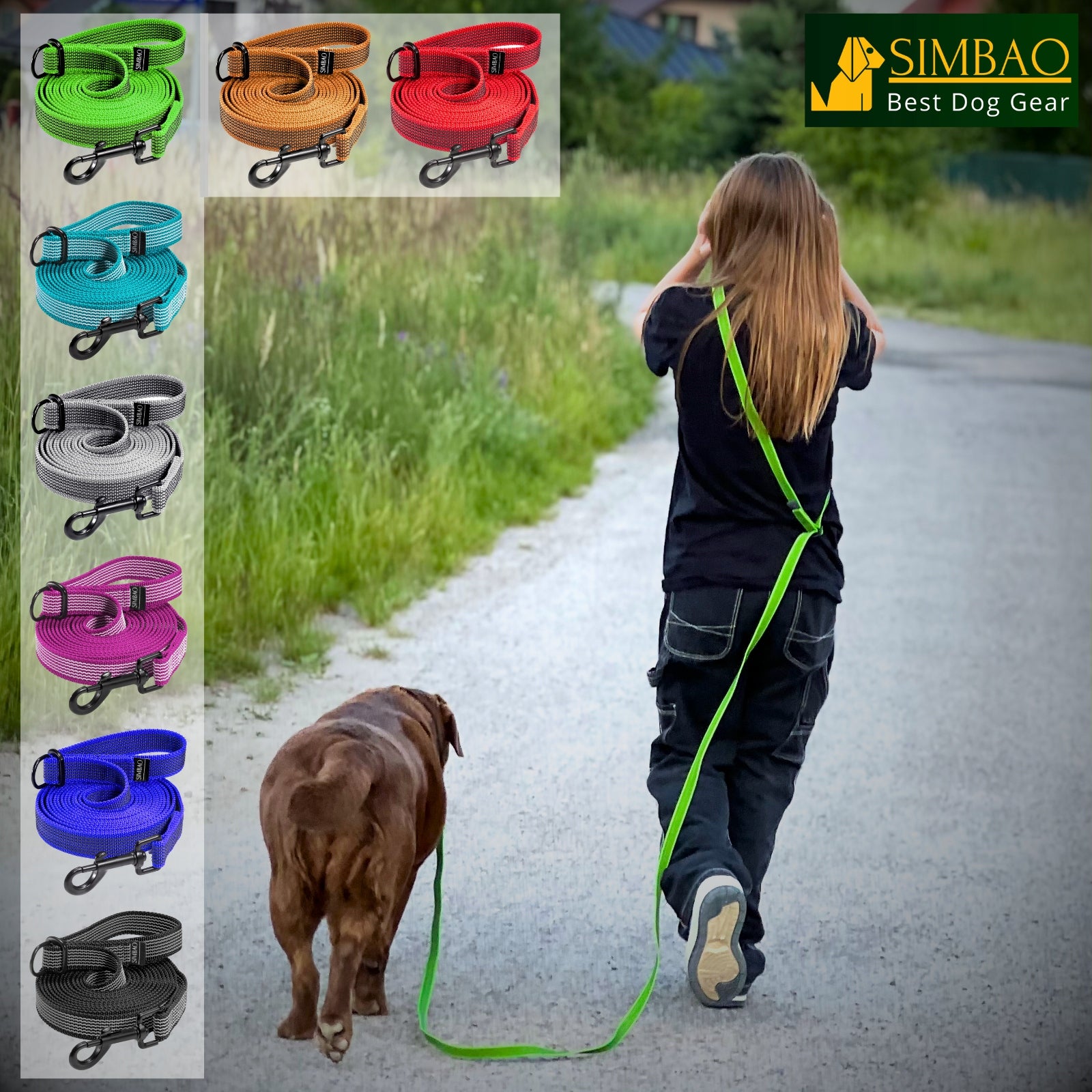 DOG ROPE ADJUSTABLE TRAINING DURABLE 7M Kind detachable