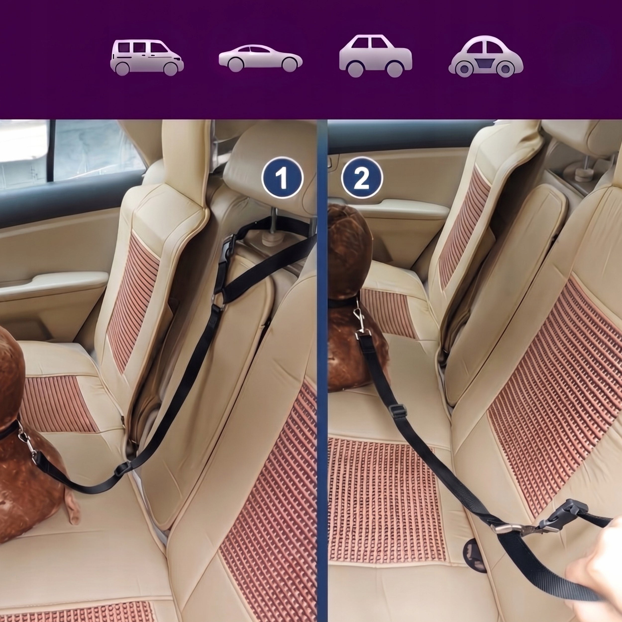 DOG SEAT BELT FOR CAR STRONG LANYARD FOR REFLECTIVE HEADREST Product height 83 cm