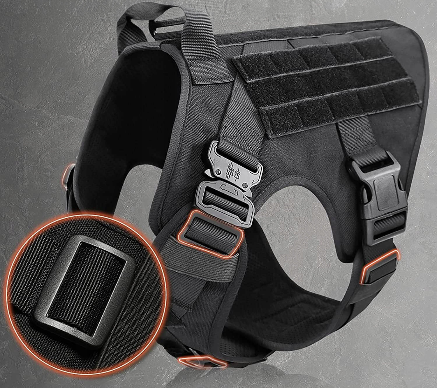 DOG TACTICAL HARNESS ADJUSTABLE GUARD WITH HANDLE STRONG SIZE XL Brand Reverse