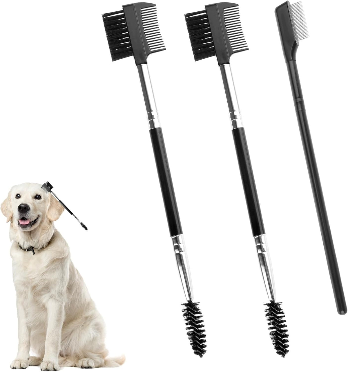 DOG TEAR REMOVAL COMB 3 PIECES DOUBLE-SIDED BRUSH CARE