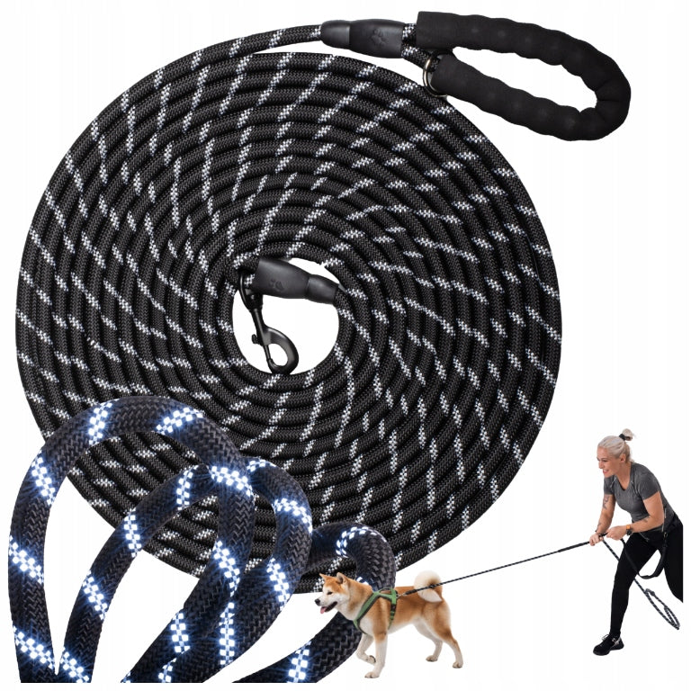 DOG TRAINING LEASH THICK ROPE 10M LONG STRONG REFLECTIVE EAN (GTIN) 5903738824168