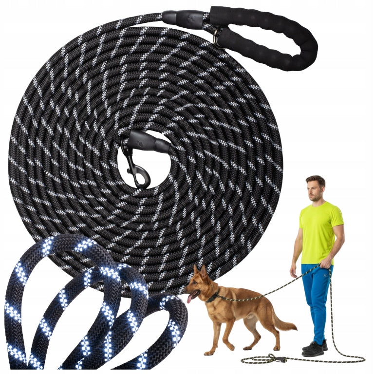DOG TRAINING LEASH THICK ROPE 10M LONG STRONG REFLECTIVE