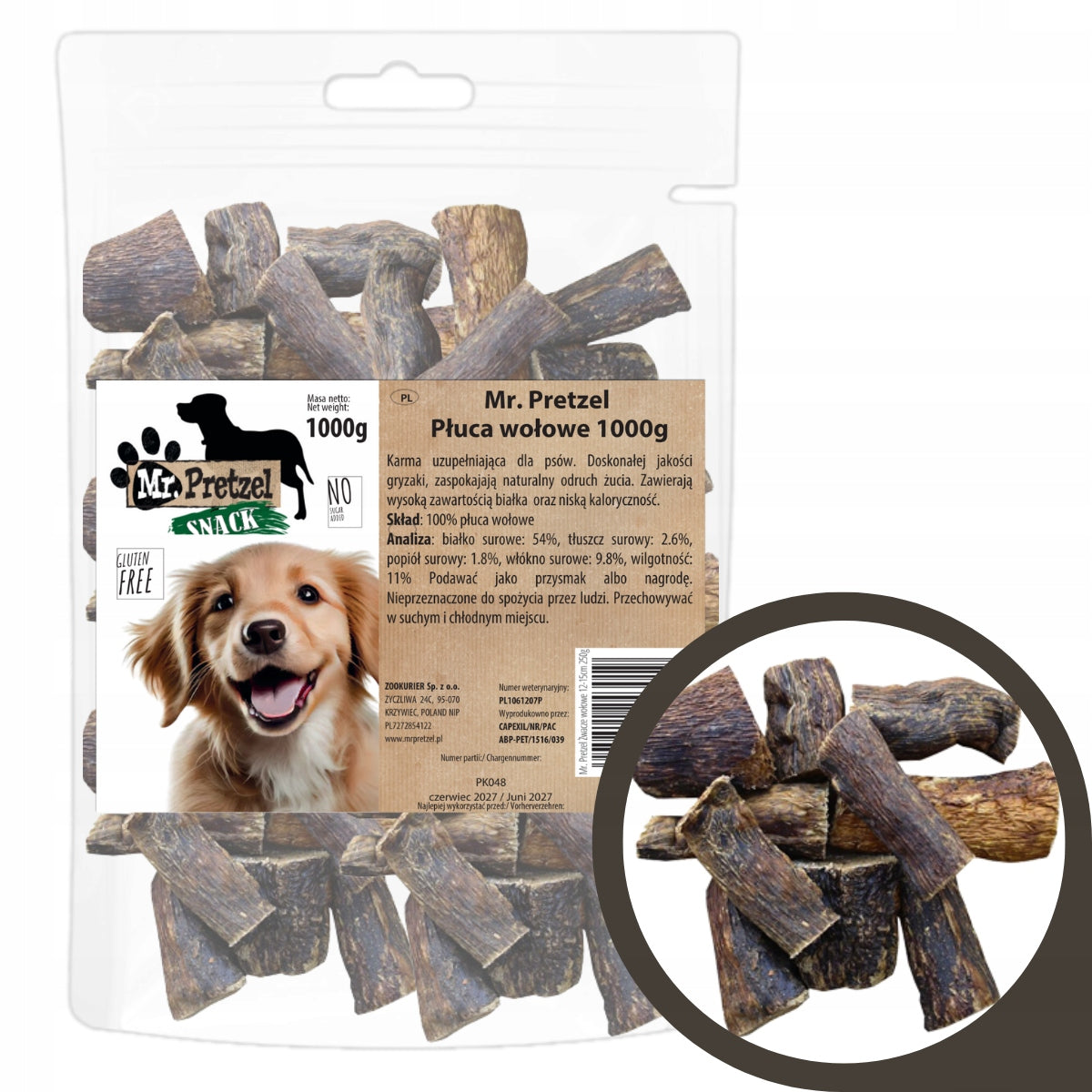DOG TREAT - Beef Lungs 1kg HEALTHY NATURAL