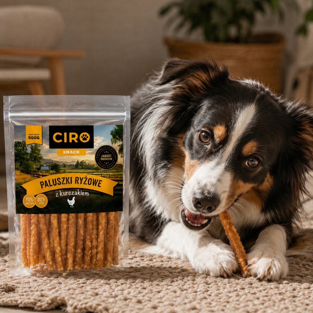 DOG TREAT Ciro Rice Sticks with Chicken 500 g Soft Packaging status original