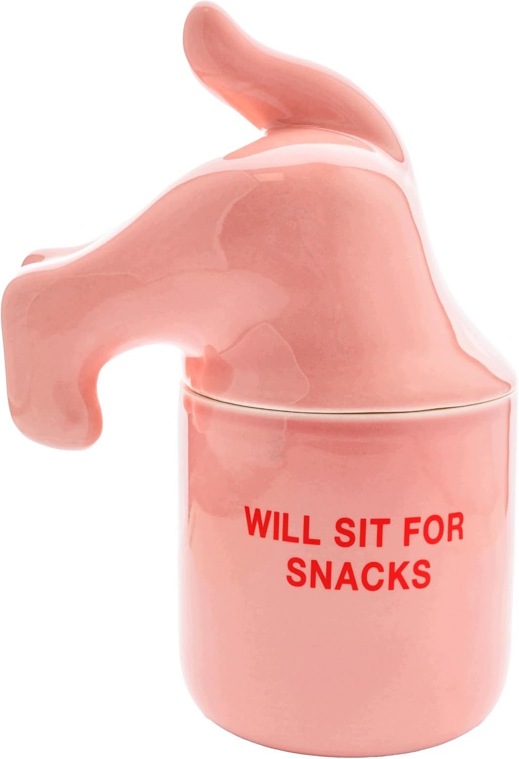 DOG TREAT JAR CERAMIC PINK 12X20 CM
