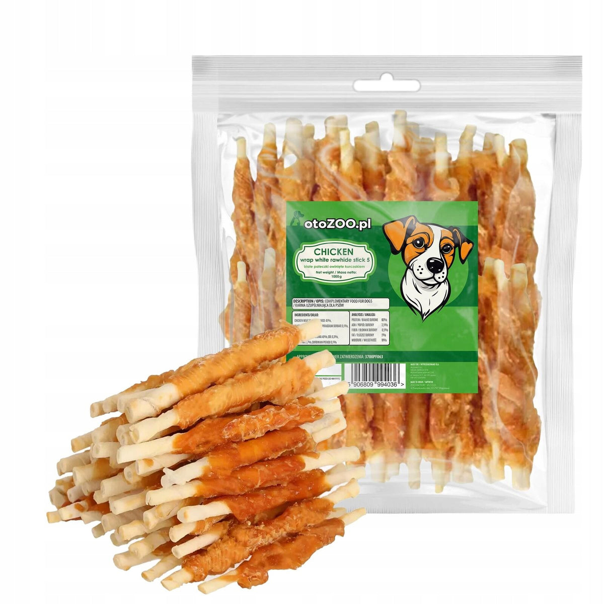 DOG TREATS CHICKEN WRAPPED STICKS 1KG MEGA PACK TREATS