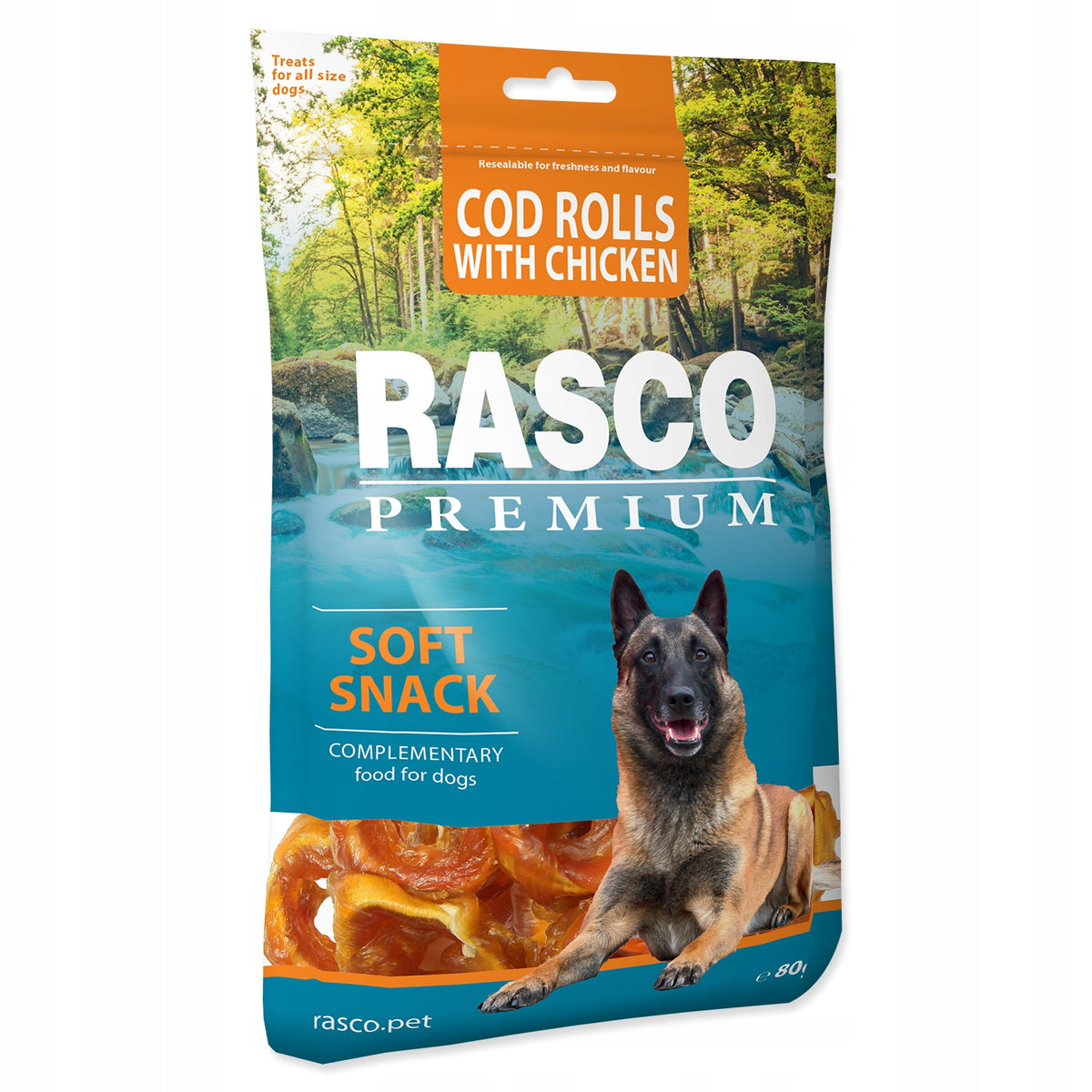 DOG TREATS COD ROLLS WITCH CHICKEN 80G