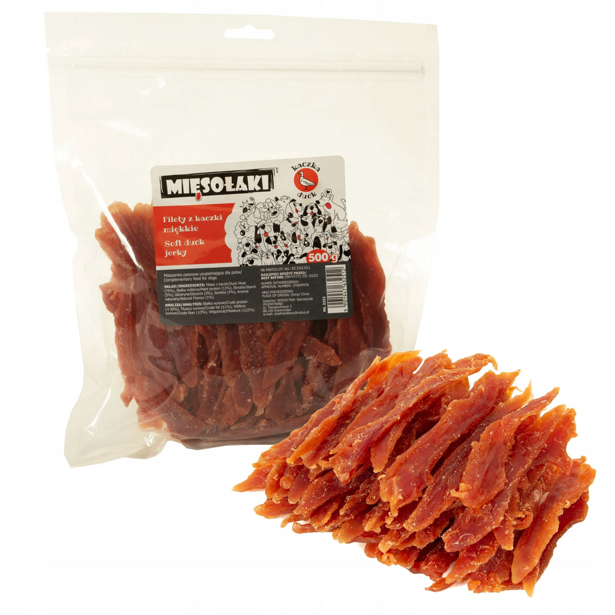 DOG TREATS MIĘSOŁAKI SOFT DUCK FILLETS 500G