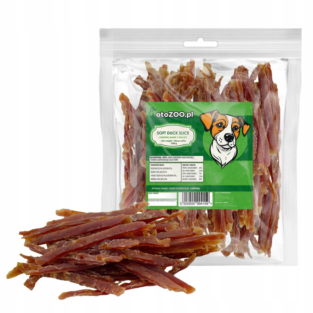 DOG TREATS SOFT DUCK STRIPS 1kg.