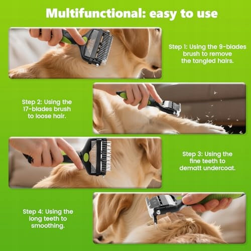 DOG UNDERCOAT BRUSH DOUBLE SIDED COMB 17 AND 9 TEETH FOR HOME Manufacturer code B0F7XHN89Y