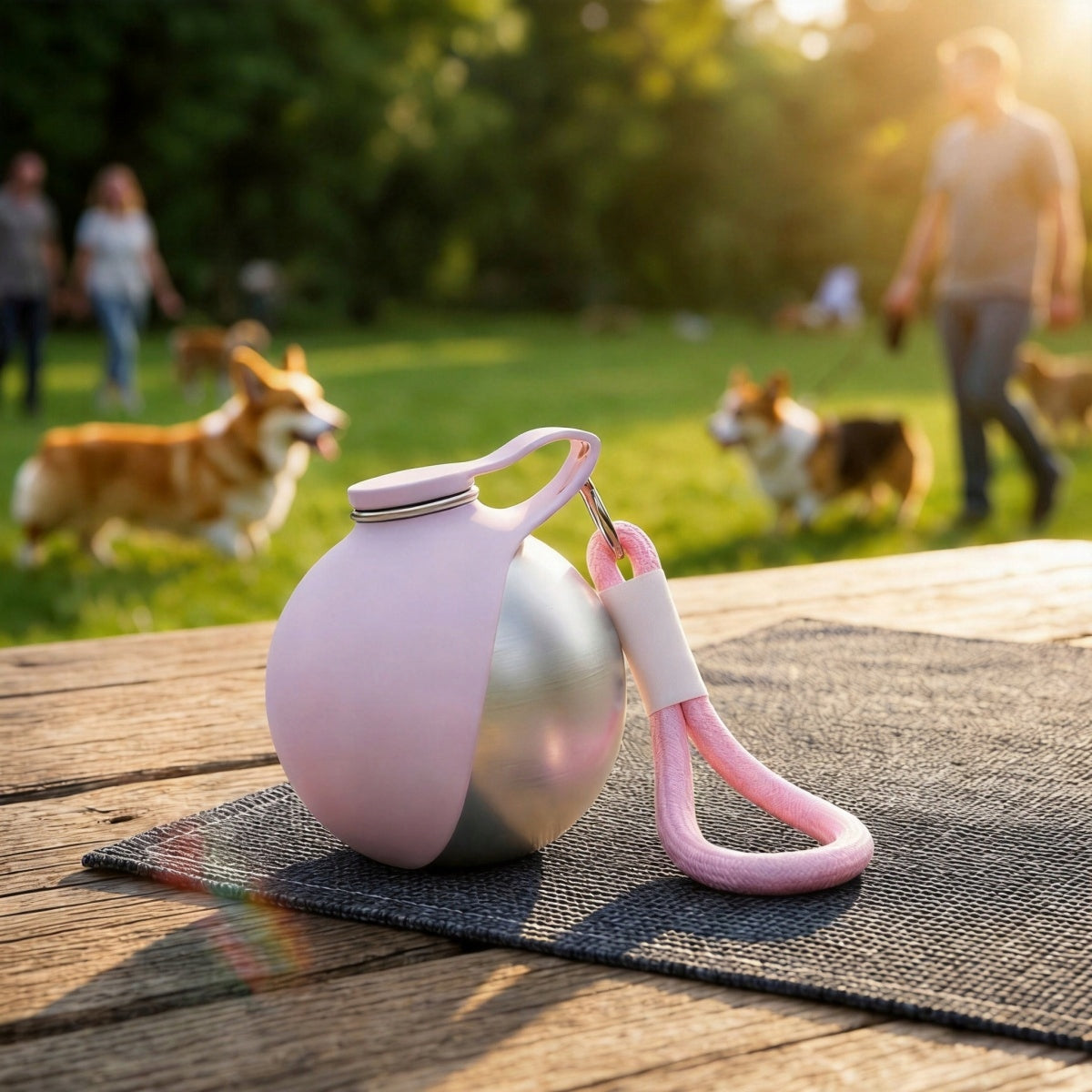 DOG WATER BOTTLE TRAVEL BOWL FOLDING PINK Capacity 0.29 l