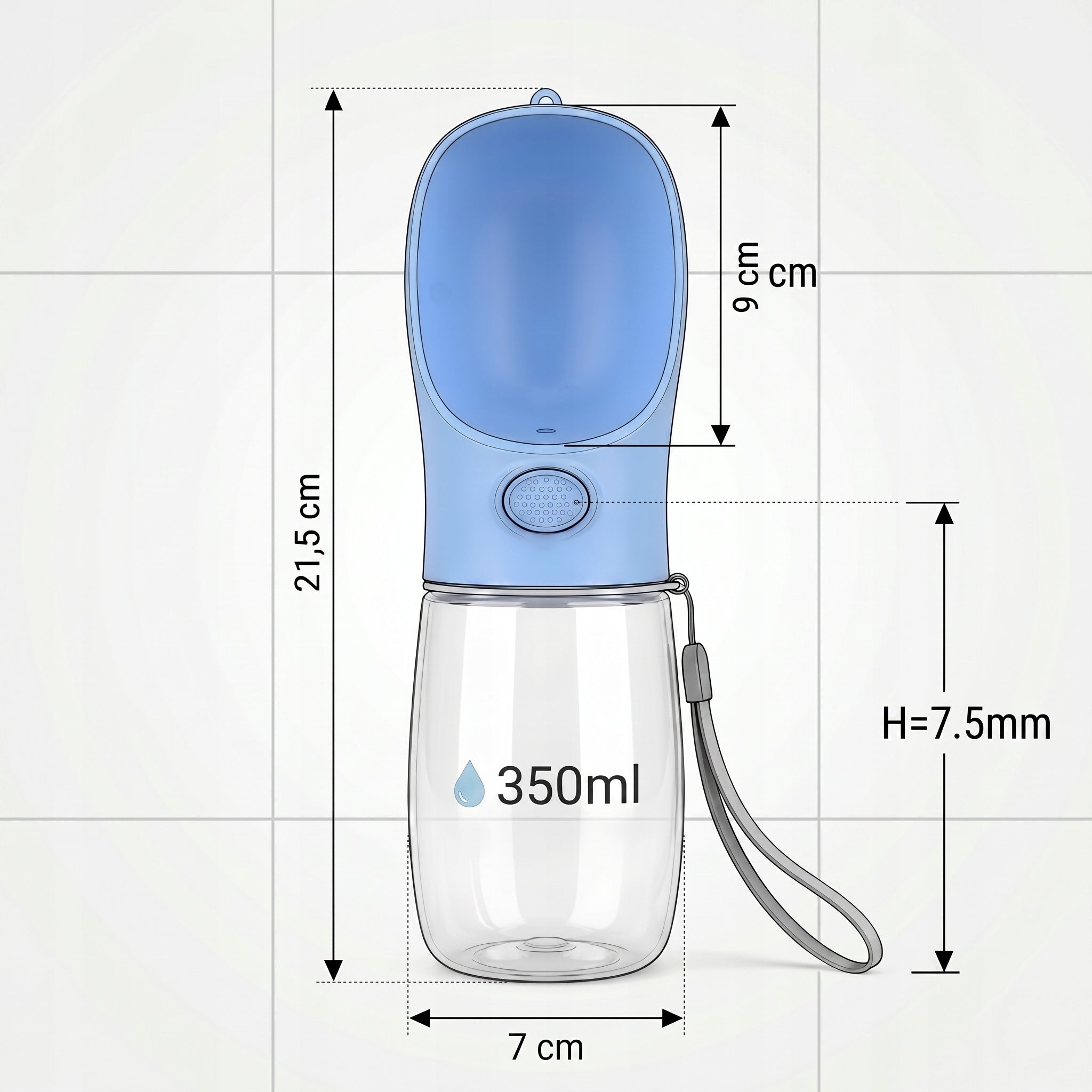 DOG WATER BOTTLE WITH BOWL TRAVEL PORTABLE DRINKER 350ml Manufacturer code Bidon psa kota na wodę spacer na LATO 350ml