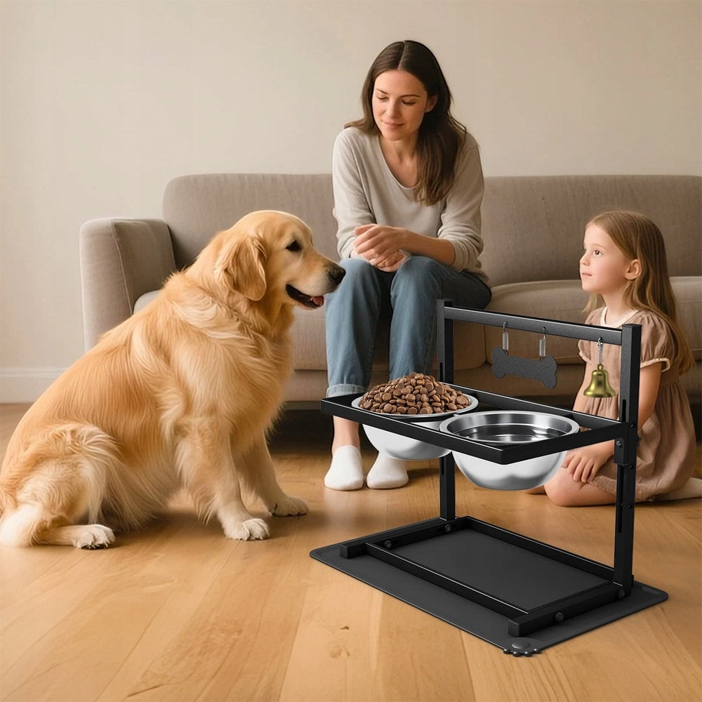 DOG WATER BOWL SET AND DOG FOOD BOWLS, ELEVATED BOWL Material metal