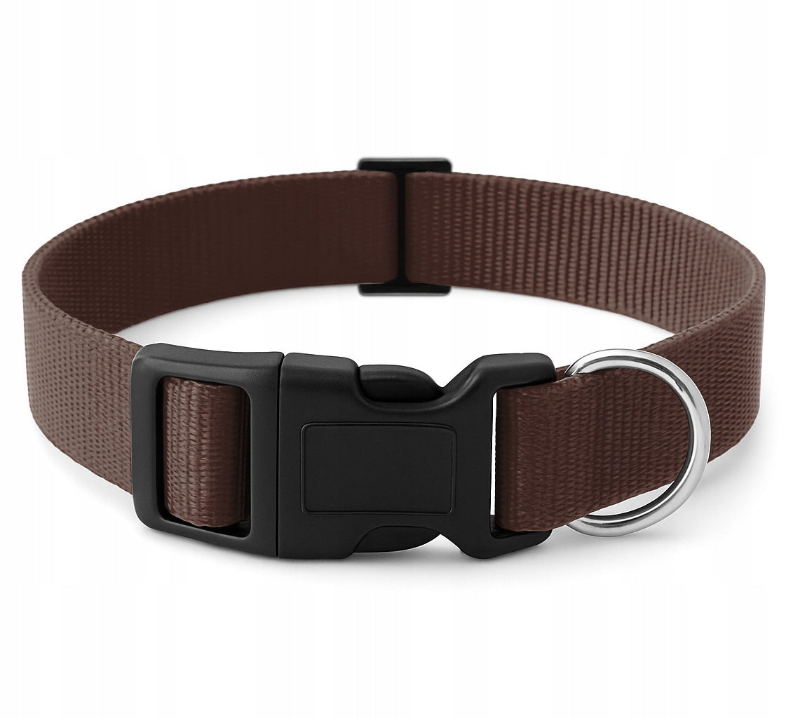 DOG WEBBING COLLAR SOLID WALKING TAPE 2,5cm ADJUSTABLE 35-55cm L Manufacturer code OBR.CLASSIC.BROWN.L
